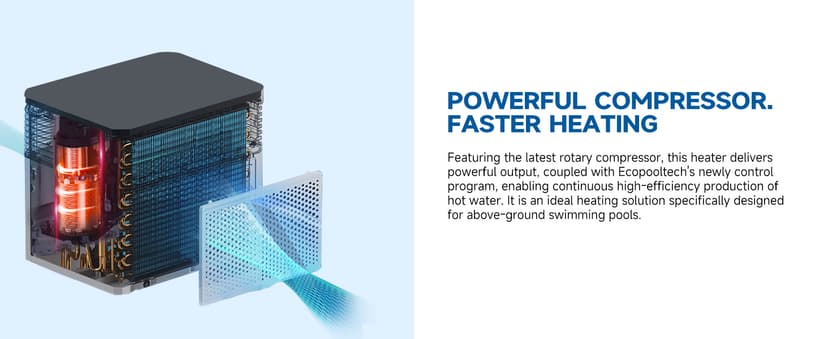 Max 105600BTU Electric Pool Heater for Above and In Ground Pools, 26KW Swimming Pool Heat Pump PLC250, Inverter Heating System, High Efficiency, fits 18/20/26ft Pools, 208~230V/60Hz