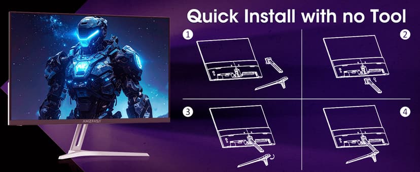 Amzfast 24 Inch Gaming Monitor 200Hz FHD 1080p Fast IPS Computer Monitor, 110% sRGB 1ms HDR Support Adaptive Sync, Eye Care VESA Mount HDMI 2.0 | Display Port 1.4 White Monitor, AMZG24X1W