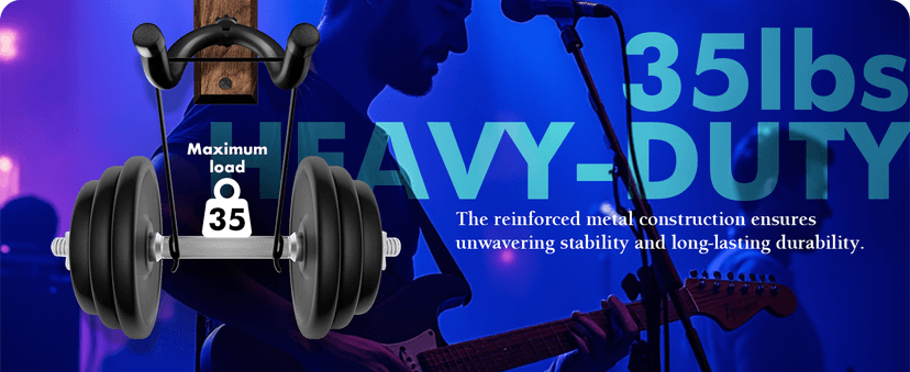 ClefArc Guitar Wall Mount - U-Shape Hardwood Guitar Hanger, Black Walnut Stand Wall Hangers, Pick Holders, Guitar Gifts for Guitarists, Guitar Accessories, with 6 Assorted Guitar Picks