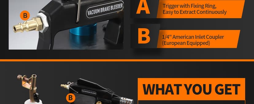 FOUR UNCLES 2L Brake Bleeder Vacuum Pump Kit - Pneumatic Brake Fluid Extractor with 1L Refilling Bottle for Automotive Bleeding, One-Person Operation