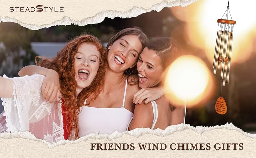 SteadStyle Friend Gifts for Women, Friendship Wind Chime Gifts for Birthday Christmas Friendsgiving, Present for Friends Female Garden Decoration