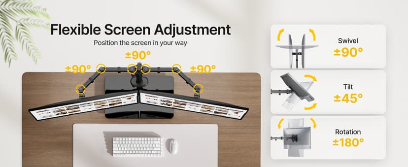 monTEK Freestanding Dual Monitor Stand with Sleek Glass Base for 17-32 inch Screens, Heavy-Duty Dual Monitor Mount Holds 22 lbs per Arm, Fully Motion Height Adjustable, VESA 75/100 MM