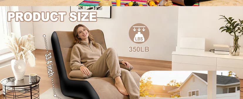 FluSing Inflatable Couch for Camping, Blow Up Couch for Adults with Armrest, Waterproof Flocked Surface Inflatable Sofa Bed Indoor, Portable Inflatable Chairs for Movie Night, Air Sofa Outdoor