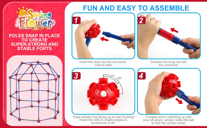 Fort Building Kit for Kids,STEM Construction Toys, Christmas & Birthday Gift for 4 5 6 7 8 9 10 11 12 Years Old Boys and Girls,Ultimate Creative Set for Indoor & Outdoors Activity,140 Pcs,Original