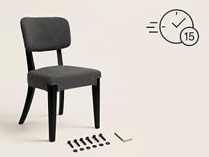 OVENTA Modern Armless Dining Chairs Set of 4, Mid-Century Contemporary Side Chairs with Solid Rubber Wood Legs, Beige Upholstered Fabric Accent Chairs for Dining Room, Kitchen, Living Room