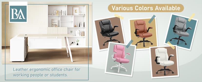 Leather Office Chair, PU Home Computer Desk Chairs with Ergonomic Back Support, 360°Swivel Free,Small Gmaing Chair with Wheels and Adjustable Armrests, for Short People Use, Black