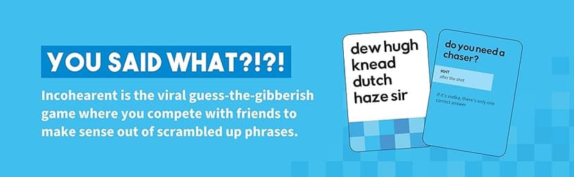 WHAT DO YOU MEME? Incohearent, The Guess The Gibberish Party Game by Relatable, A Funny Card Game for Adults, Great for Game Night Games, Includes 400 Cards, Instructions, and 1 Sand Timer