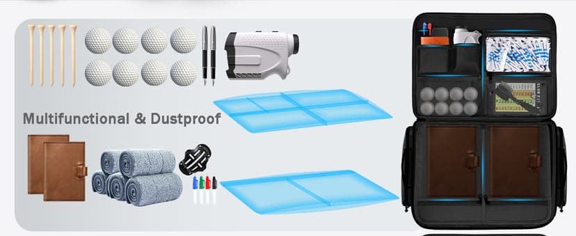 Golf Trunk Organizer, Waterproof Car Golf Locker with Separate Ventilated Compartment for 2 Pair Shoes, Golf Storage for Balls, Tees, Cap, Clothes, Gloves, Accessories, Gifts for Men, Women