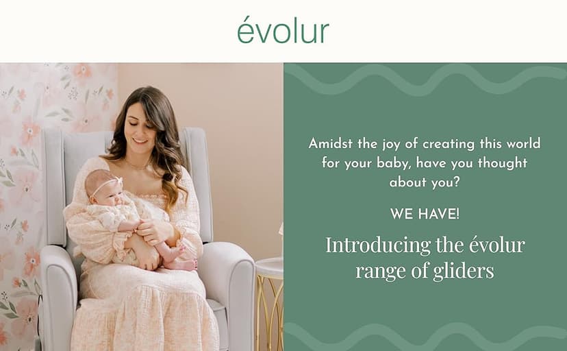 Evolur Raleigh Upholstered Manual Glider Recliner– Rocking & 360° Swivel with Smooth Glide – Greenguard Gold & FSC Certified – Modern Nursery and Living Room Chair in Light Grey