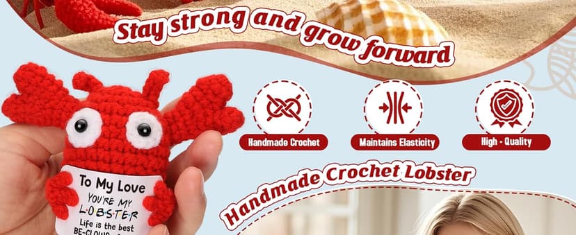 Gifts for Grilfriend Boyfriend Couples - to My Love Handmade Crochet Lobster Gifts, I Love You Gift for Her Him, Romantic Valentines Anniversary Birthday Chrismast Present for Women Men