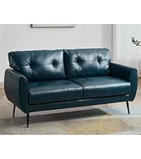 TYBOATLE Accent Chairs Set of 2, Faux Leather Chairs, Mid Century Modern Comfy Living Room Chairs, Cozy Office Reading Chair, Reception Armchairs for Living Room, Waiting Room, Bedroom (Blue)