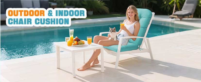 High Back Patio Chair Cushion, Outdoor Adirondack Chair Cushion Thick Seat Pad, Indoor Outdoor Chair Pad for Garden Furniture, 49x20x5 Inch, 2Pack (Blue)