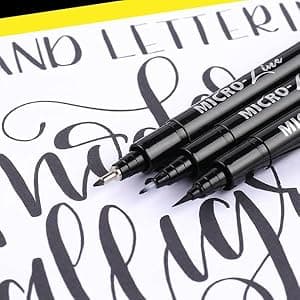Dyvicl Hand Lettering Pens, Calligraphy Brush Pens Art Markers for Beginners Writing, Sketching, Drawing, Illustration, Scrapbooking, Journaling, Black Ink Pen Set, 8 Sizes