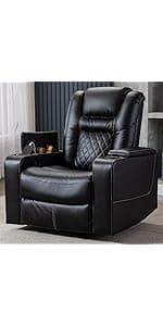CANMOV Leather Recliner Chair, Classic and Traditional Manual Recliner Chair with Comfortable Arms and Back Single Sofa for Living Room, Nut Brown
