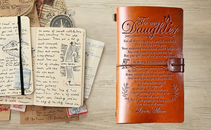 Daughter Gift from Mom, To My Daughter Leather Journal, 140 Page Refillable Writing Journal, Christmas Birthday Gifts for Daughter from Mom, Mother Daughter Gifts for Adults Daughter