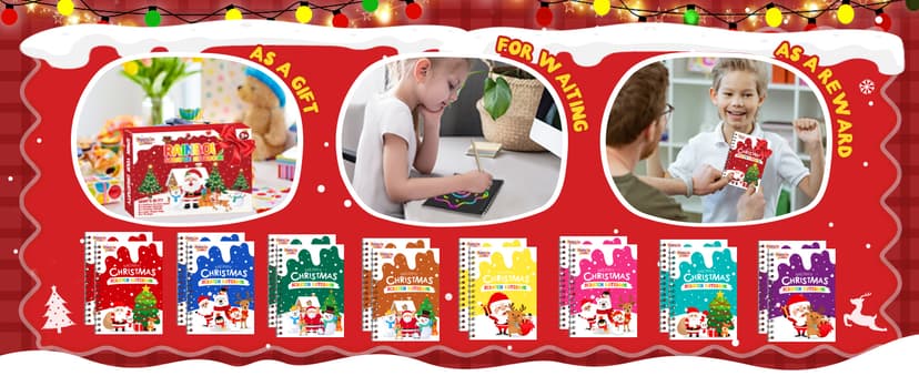 Party Favors for Kids: 24 Pack Christmas Rainbow Scratch Art Notebook Classroom School Supplies Bulk for Girls Boys Goodie Bags Stuffers, Return Gifts for Birthday Party Gift Kid Crafts
