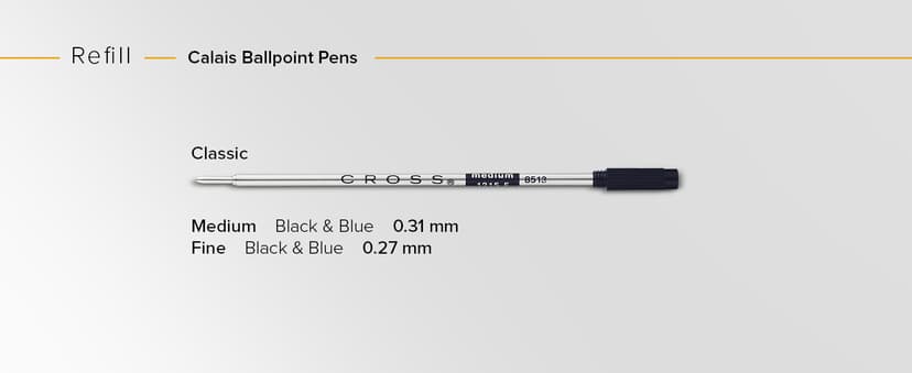 Cross Calais Refillable Ballpoint Pen Presented in a Luxury Gift Box - Medium Point, Black Ink, Polished Chrome