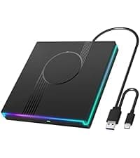 7 in 1 External DVD Drive, External CD/DVD Drive for Laptop USB 3.0 & Type-C, Portable CD/DVD +/-RW Disk Drive, CD/DVD Burner CD ROM External Drive for Laptop Desktop PC Windows 10/11 XP Mac Linux