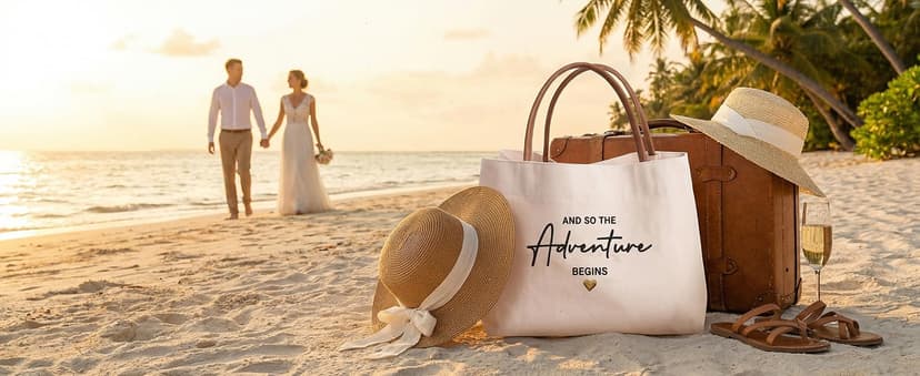 Engagement Gift for Bride, Wifey, Bachelorette Party Favors, Honeymoon, Wedding Essentials Bag with Leather Handle & Pocket Bridal Shower Gifts Bride Tote Bag for Bride to Be, Future Mrs B0GTV3F3QJ
