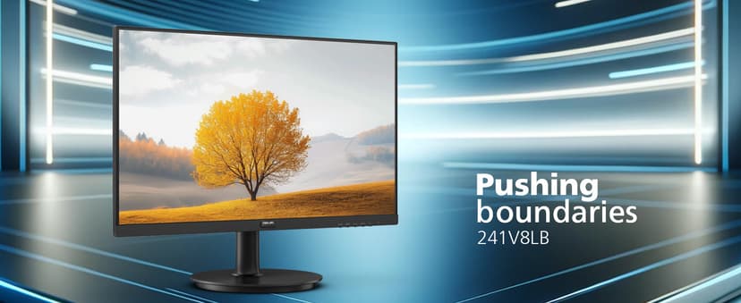 Philips New 24 inch Frameless Full HD (1920 x 1080) 100Hz Monitor, VESA, HDMI x1, VGA Port x1, Eye Care, 4 Year Advance Replacement Warranty, 241V8LB, Black