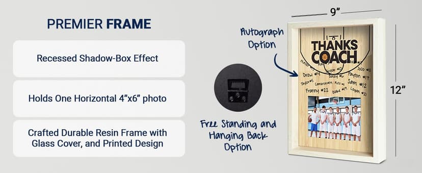 ChalkTalkSPORTS Premier Basketball Photo Frame | Thanks Coach
