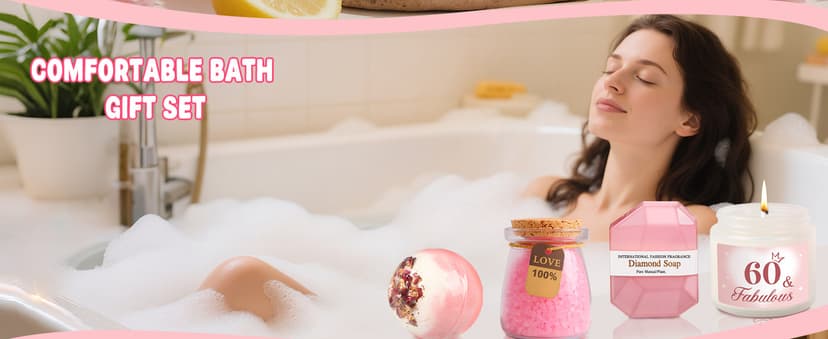 60th Birthday Gifts for Women, 60 Year Old Birthday Gifts for Women Self Care Gifts Basket Relaxing Spa Gift Fabulous Happy 60th Birthday Gift Presents Ideas for Woman Mom Wife Sister Friend Grandma