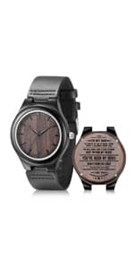 UMIPHIMAT Engraved Wooden Watches for Men - Customized Wood Wrist Watches for Husband Boyfriend Dad Son