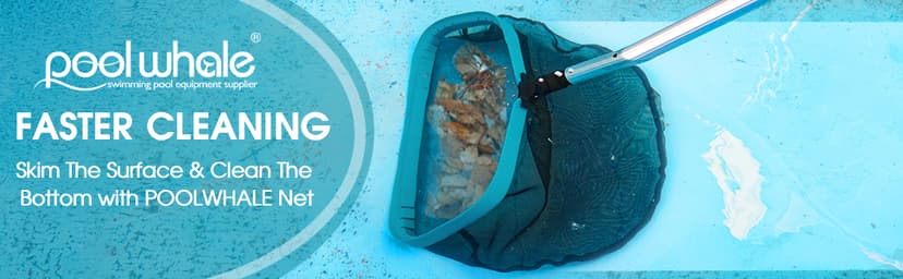 POOLWHALE Pool Skimmer Net Rake, Aluminum Frame Deep Nylon Net, Ultra Fine Mesh Pool Nets for Cleaning Leaves, Debris & Swimming Pools Skimming
