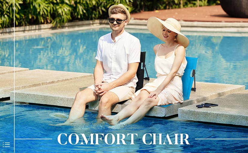 Karenhi 1 Pcs Foldable Poolside Chairs Portable Beach Chair Folding Poolside Chairs for Edge of Pool for Adults Traveling Camping Picnic Lawn Accessories (Light Beige)
