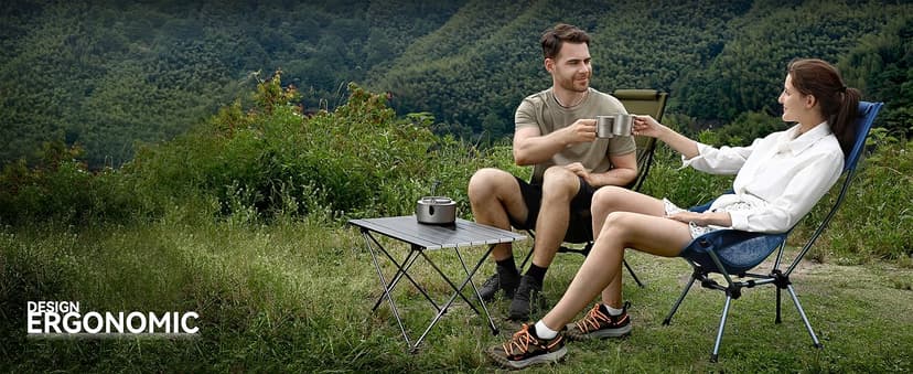 MARCHWAY Lightweight Folding High Back Camping Chair with Head Support, Stable Portable Compact for Outdoor Camp, Travel, Beach, Picnic, Festival, Hiking, Backpacking (Highback Khaki)