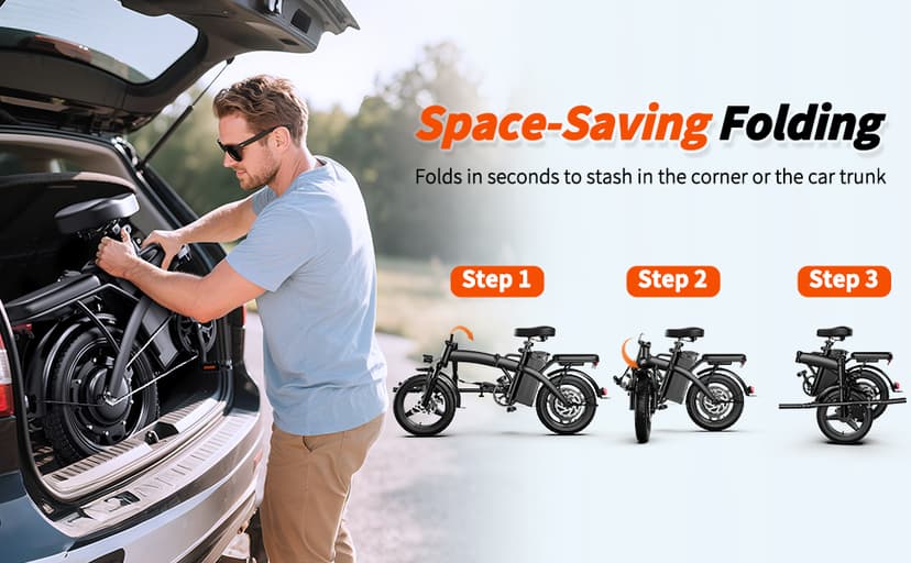 Electric Bike for Adults&Teens,550w Motor | 48V 12V Removable Battery | 23Mph Speed | PAS Mode 35 Miles Range | 14" Foldable E-Bike | Dual Disc Brakes | Ul 2849 Certified | Commuter Mini Bikes