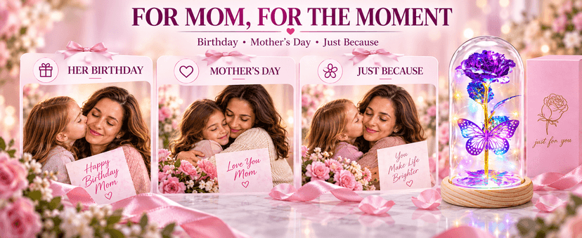 QUNPON Mothers Day Rose Gifts for Mom Flowers Rose Gifts for Women,Birthday Gifts for Women,Purple Butterfly Flowers for Mom Mother Day Flower Gifts from Daughter Son,Gift for Sister,Her,Grandma,Wife