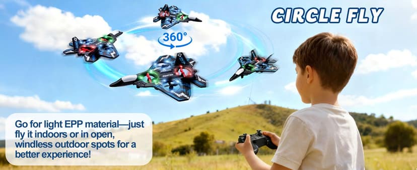 JoyRapt Drones for Kids Form RC Plane, Remote Control Airplane, Aircrafts Toys for Boys, Jet Helicopter Drones with LED Lights 360° Flip, Gifts for 6 8 10 Year Old Boys, 2 Rechargeable Batteries