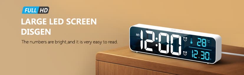 Hournor Digital Clock for Bedroom, Digital Wall Clock for Living Room Decor, Desk Table Clocks, Digital Clock Large Display, Bedroom Smart Alarm Clock for Office Blue