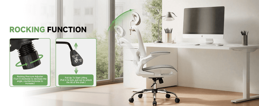GTPLAYER Office Chair, Home Ergonomic Desk Chair with High Back Mesh, Mesh Office Computer Desk Chairs with Adjustable Lumbar Support, Rolling Work Swivel Task Chairs with 3D Armrests and Headrest