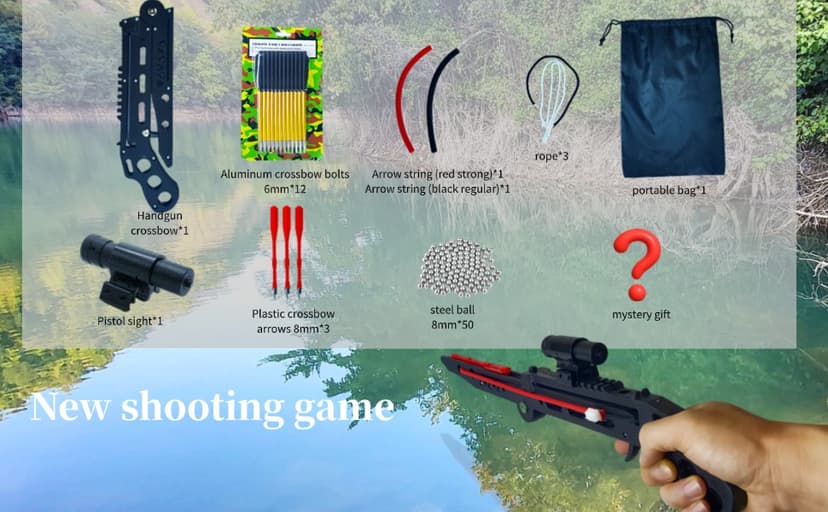 Tactical Pistol Crossbow, Self Opening Crossbow, Recurve Bow Equipped with 15 Aluminum Arrows