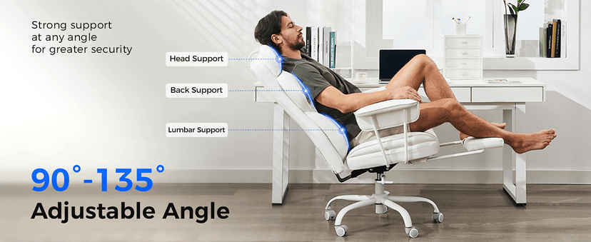 amseatec Big and Tall Office Desk Chair - Wide Ergonomic Executive with Footrest, High Back Lumbar Support Reclining Gaming Computer Chair for Heavy People (Black)