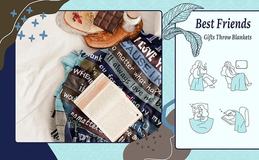 for Best Friends Women Blanket 60"x50", Best Friend Birthday Gifts, Friendship Gifts for Women Friend, Bestie Gifts, Gifts for Female Sister BFF