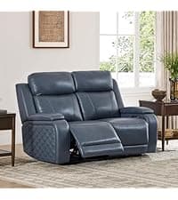 Watson & Whitely Genuine Leather Power Recliner Sofa, 3 Seater Wall Hugger Reclining Sofas with Power Headrest, USB & TypeC Ports, Electric Recliner Couch Set for Living Room, Saddle Brown