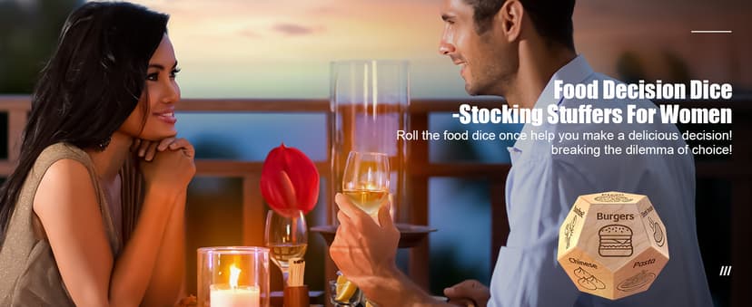Food Dice Stocking Stuffers for Men Women Kids Adults Date Night Dice Couples Gifts for Him Her Anniversary Christmas Birthday Wedding Gifts for Men Women Him Her Boyfriend Girlfriend Husband