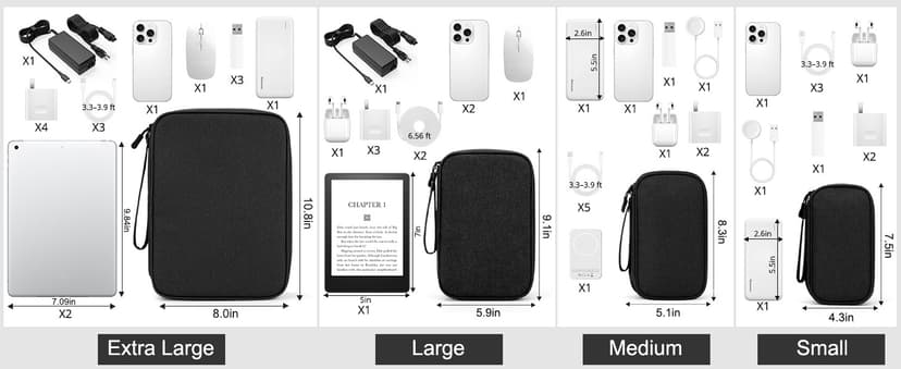 Wrist Strap, Waterproof, Double Layers Portable Electronics Travel Carrying Case for Cord, Charger, Daily Business Trips Use FYY Electronic Organizer, Travel Tech Pouch Bag, Cable Organizer Dark Green B0B7QQVMRT