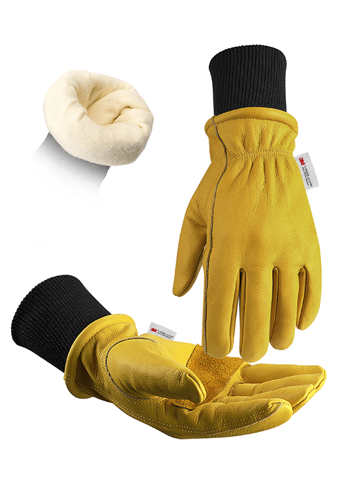 DULFINE Winter Leather Work Gloves for Men and Women,3M Thinsulate Lining for Cold Weather Work, Thermal Insulated Gloves