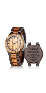 UMIPHIMAT Engraved Wooden Watches for Men - Customized Wood Wrist Watches for Husband Boyfriend Dad Son