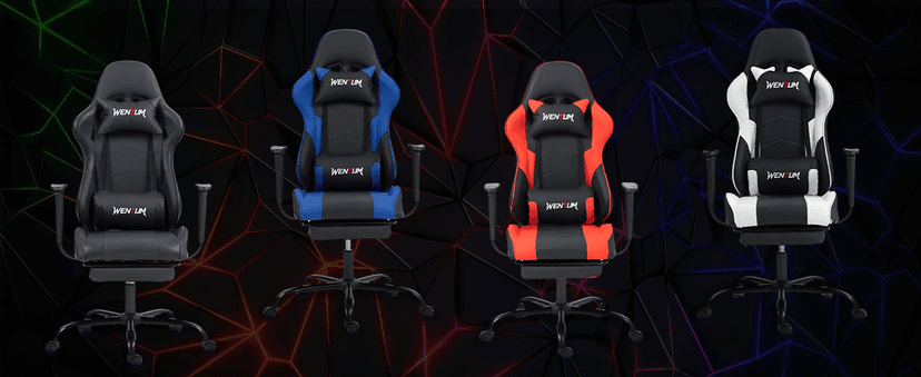 Gaming Chair with Footrest, Ergonomic PC Desk Chair with Headrest and Massage Lumbar Support, Video Game Chair with Height Adjustable High Back for Home Office, PU Leather, White