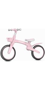SEREED Colorful Lighting Toddler Tricycle for 2-5 Years Old Girls, Adjustable Seat&Handlebar Trike, Removable Basket, Birthday Gift Idea for Kids Ages 2+ (Pink)