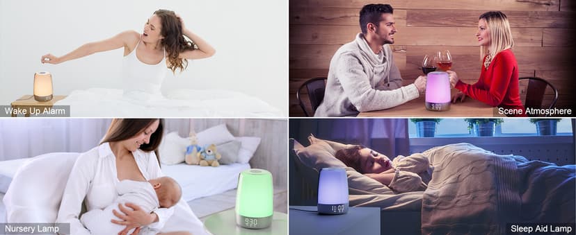 winshine Touch Wake Up Night Light with Sunrise Simulation Alarm Clock, 3 Ways Dimmable Warm White Bedside Lamp for Kid Bedrooms RGB Ambient Table Nightstand Light,Sleep Aid Snooze Timer Mode