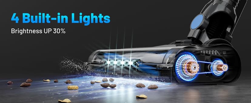 Cordless Vacuum Cleaner with Self-Standing, LED Screen Stick Vacuum Cleaners for Home, Lightweight Powerful Suction Vacuum, 6-in-1 Rechargeable Vacuum for Carpets, Pet Hair, Hardwood Floors