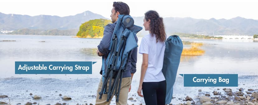 Portal Camping Chair with Lumbar Support for Adults Folding Portable High Back Oversized, 400LBS