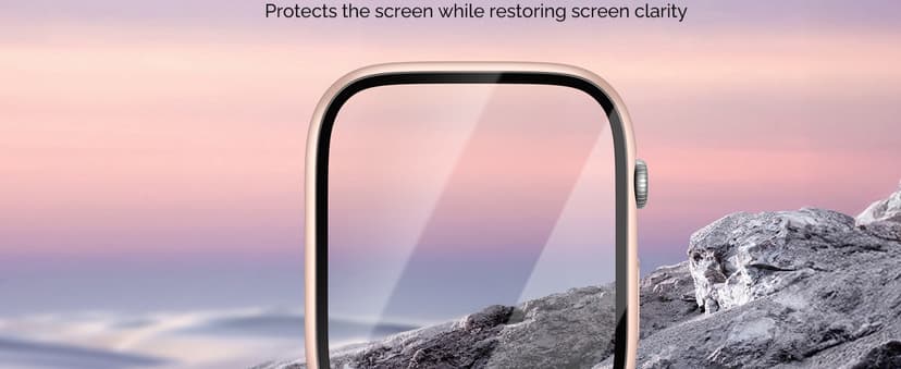 Misxi 2 Pack Tempered Glass Case Compatible for Apple Watch Series 11 (2025) Series 10 42mm, Hard PC Screen Protector Overall Protection Scratch-Resistant Cover for iWatch, 1 Rose Gold + 1 Transparent