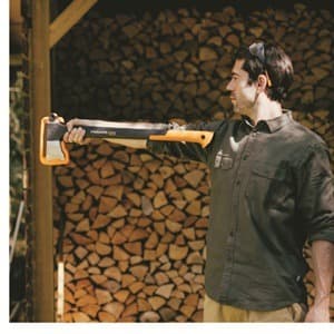 Fiskars X14 Universal Hatchet 14", Forged Steel Blade for Limbing & Chopping Kindling, Ergonomic Curved FiberComp Handle & Low-Friction Coating for Clean Cuts in Fresh Resinous Wood